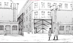 Tor und ein Teil der Mauer der Sperrzone in Rebellio