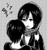 Eren bindet Mikasa den Schal um