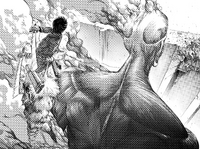 Eren ready to cut the Colossus Titan's nape