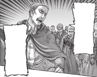 Erwin leads the Survey Corps to the chapel where Eren and Historia are