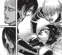 Mikasa cries over Sasha's body