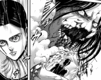 Eren is unable to bite through Willy's sister's crystal