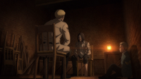 Reiner listens to Eren recount his time in Marley