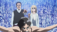 Rod and Historia prepare to touch Eren