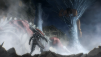 Eren is impaled by the War Hammer Titan