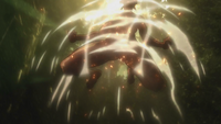 Eren transforms to fight the Female Titan