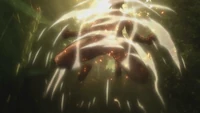Eren transforms to fight the Female Titan