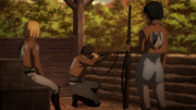 Eren, Mikasa et Eren discutant du futur