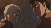 Reiner and Bertholdt are shocked to see Marco