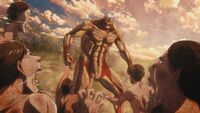 Titans charge at the Armored Titan