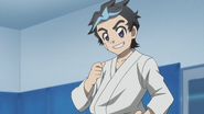 Tatsumi in his karate uniform