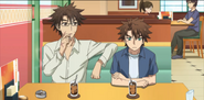 Jin Toujou with Basara in the restaurant waiting for his "new wife" and "stepdaughters"