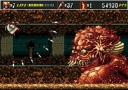 Joe Musashi utilizing the Shuriken Blast to harm the Hydra.