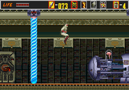 The Shinobi attacking the Biocomputer in battle.