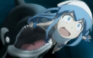 Ika Musume reacting to the Killer Whale Beach aids in Episode 3.