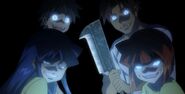 Evil demon Goro, Eiko, Chizuru and ETkeru