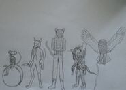 Animal Group 4: Wyvern 0m3g4 (Mouse), Wolfdragon Rex (Dingo), Mr. Rumble (Black Panther), Fantasy Detective (Armadillo) and NewWorldWarrior (Little Owl).