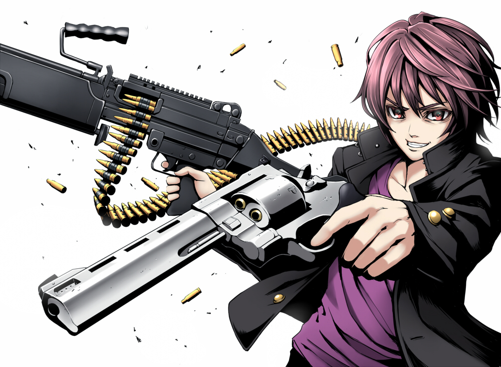 anime boy with machine gun