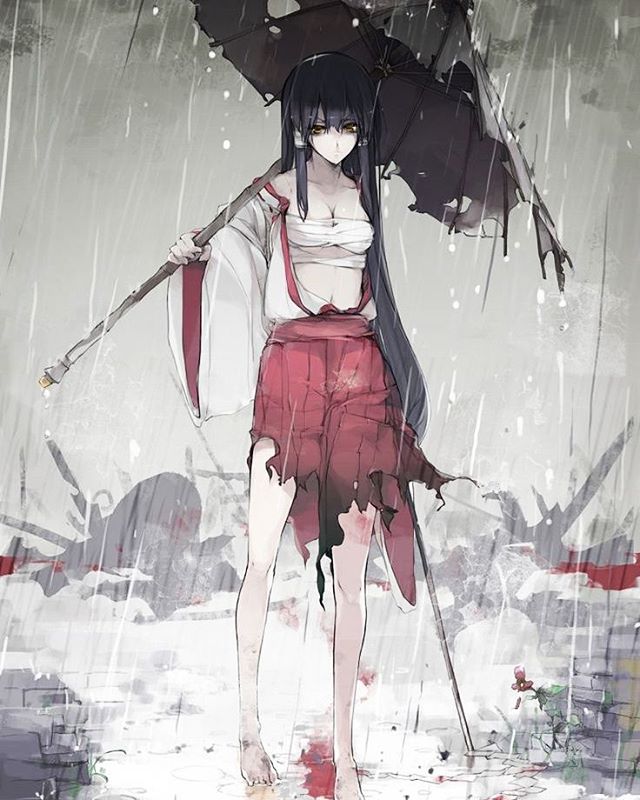 Anime Girl With Floating Umbrellas by Shijohane