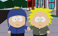 Craig and Tweek holding hands.