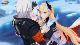 Kiana brings Durandal and Siegfried in for a hug.