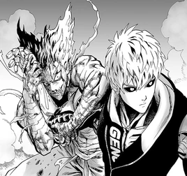 Garou grabs Genos arm