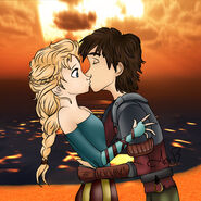 Kiss Elsa and Hiccup by Andreiitaa97