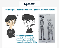 Spencer's intial design was supposed to be very tall, but he needed to fit in the comic panels with Ricky, so he was made shorter.