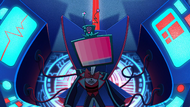 Vox's crash screen seen in Stayed Gone that appears to be the colors of the bisexual pride flag.