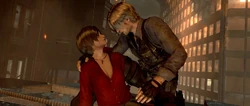 Leon holding Ada.
