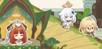 Kaveh and Nilou in the "Starlight Reverie" Genshin Impact anniversary web event