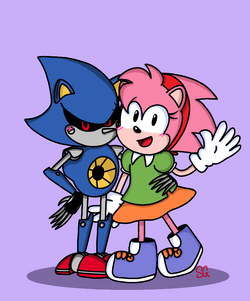 264596 - safe, artist:yu33_pm, amy rose (sonic), metal sonic