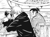 Geto smiles at Gojo teasing Riko.