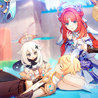Aether laying on Nilou's Lap