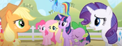 Rarity telling Applejack to calm down