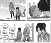 HanTanManga13.jpg (523 KB) Hange confides in Moblit Berner that they feel terror in all of the Titan things that are unknown to them