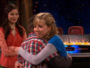 Sam and Freddie hugging