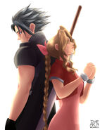 Zack Fair and Aerith Gainsborough by archibaldart