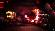 Doll pointing a bullet at Uzi next to V