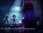 Uzi blocking off V from Doll