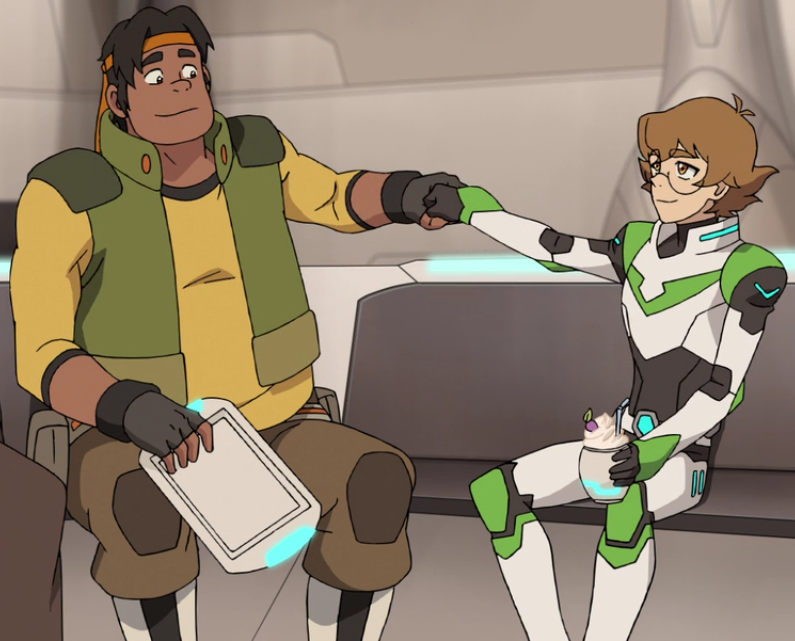 Hunk seems nervous when Pidge wants to investigate the pod falling out of t...