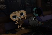 Shelly and Astro cardboard cutouts next to each other in the gift shop map