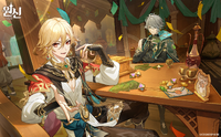 Official Art celebrating 300,000 subscribers on Korean Genshin Impact fancafe