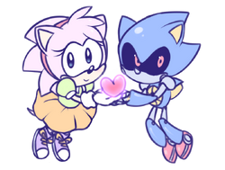 264596 - safe, artist:yu33_pm, amy rose (sonic), metal sonic