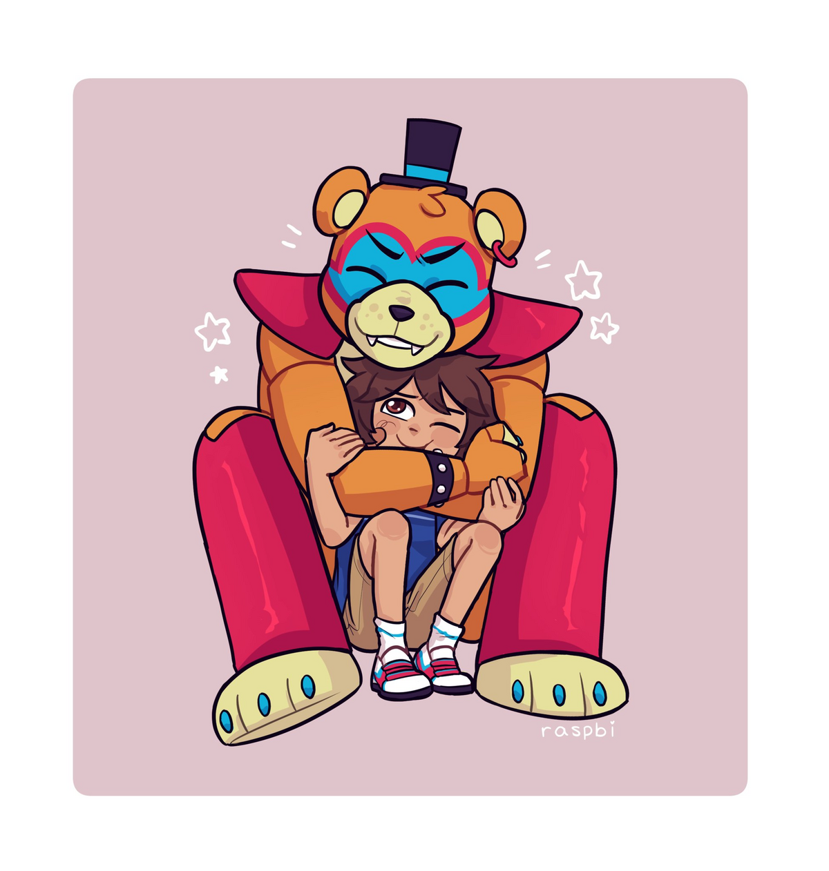 freddy fazbear, glamrock freddy, and gregory (five nights at freddy's and 1  more) drawn by m_xsps