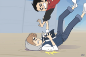 Spencer and Ricky falling...