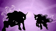 Princess Celestia and her sister Luna defeat Sombra