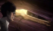 Mikasa staring intensely at Bertolt to give Eren back