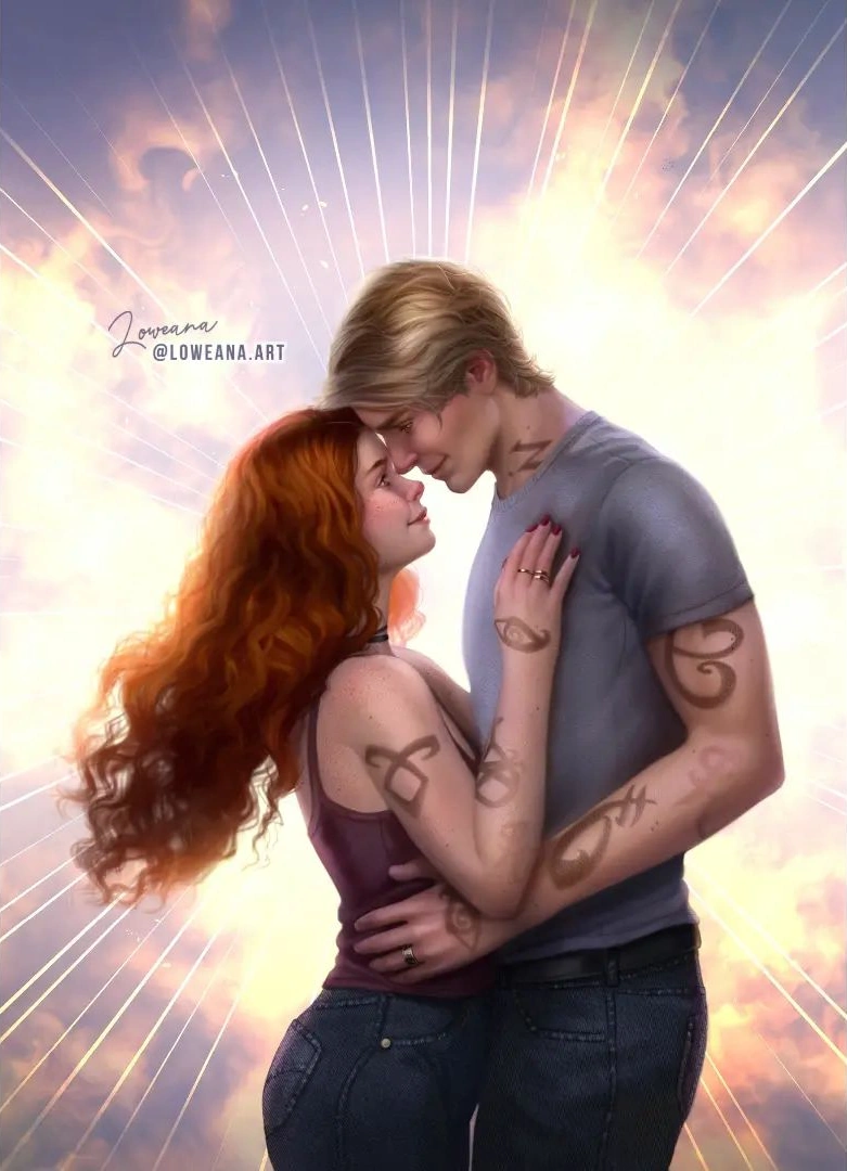 clary and jace kiss fan art