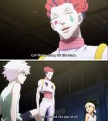 Hisoka teams up with Gon and Killua - Greed Island arc.